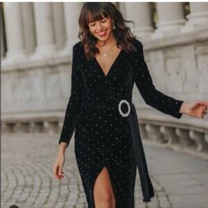 Zara Black Sparkly Velvet Dress Size Extra Small XS